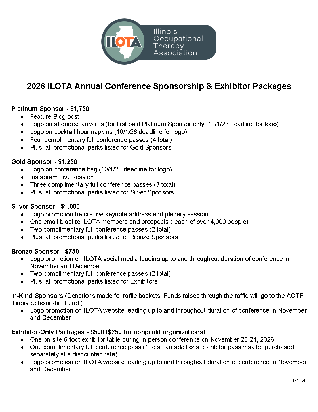 2026 ILOTA Annual Conference Sponsorship and Exhibitor Packages